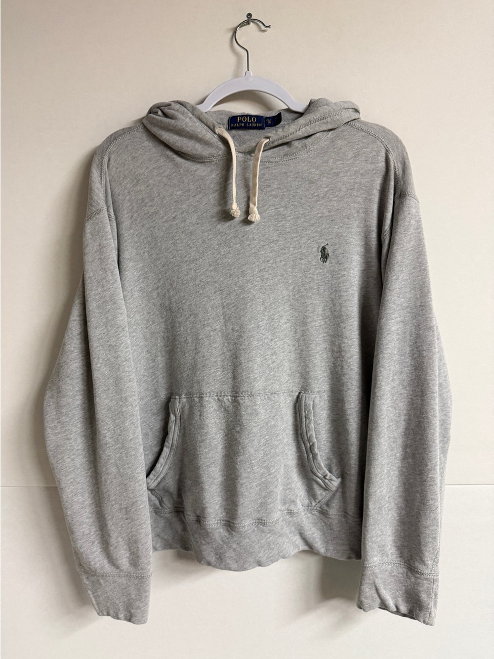 Ralph Lauren Light Gray Pullover Hoodie with Embroidered Pony